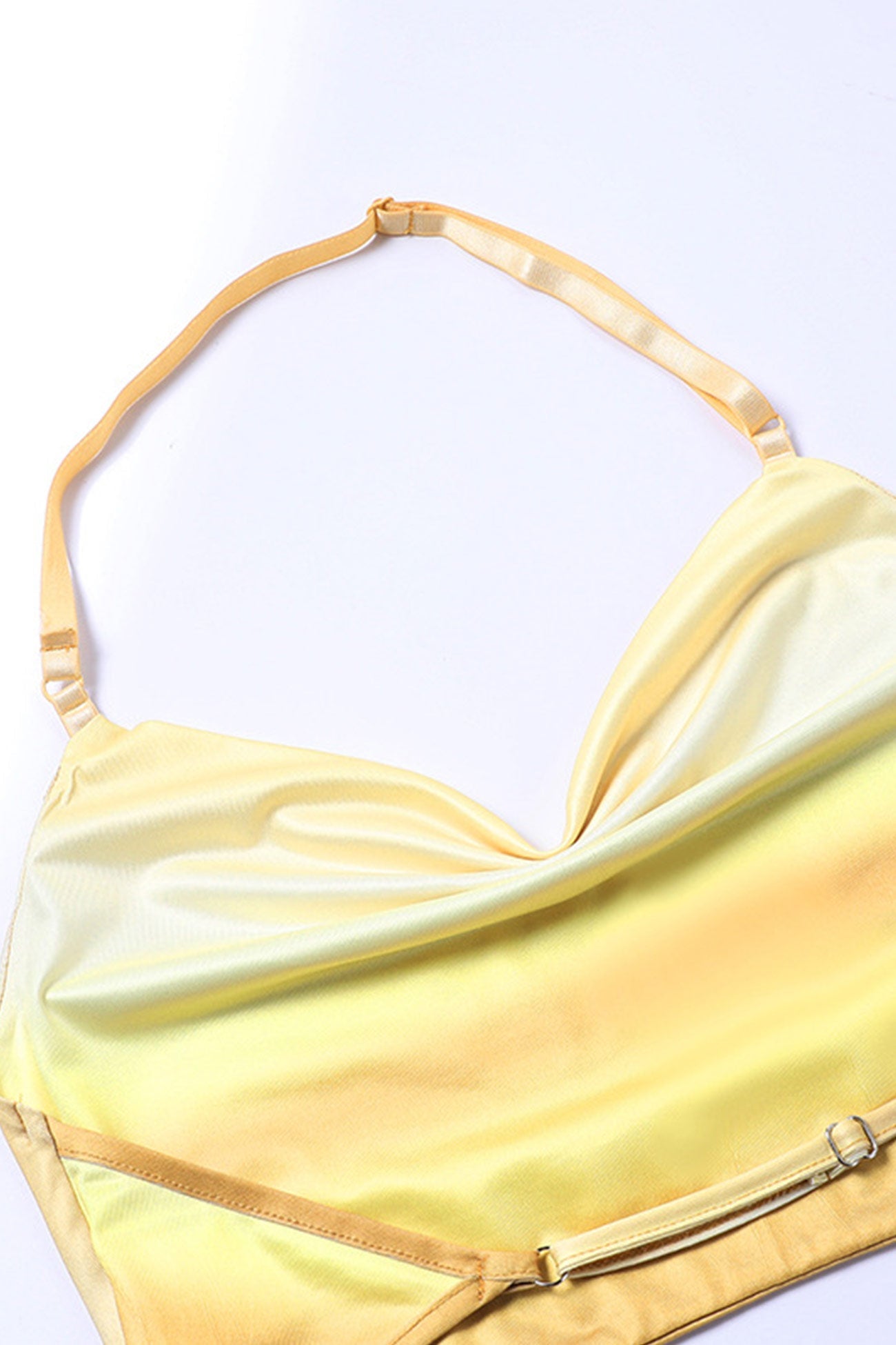 Yellow Gradient Halter Crop Top Midi Skirts Set